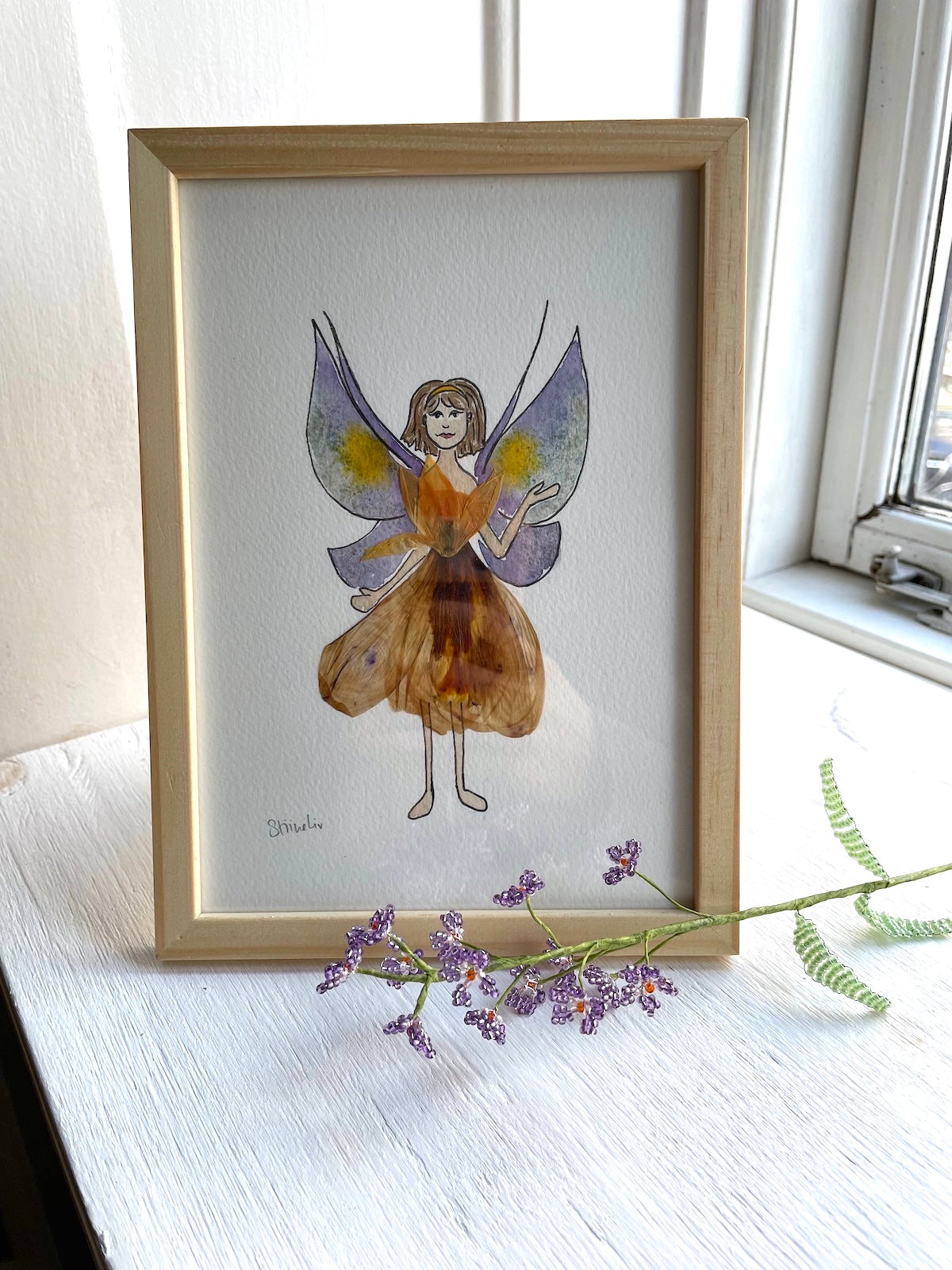 Fairy Guardian: Playfulness (A5) in passepartout and secondhand frame