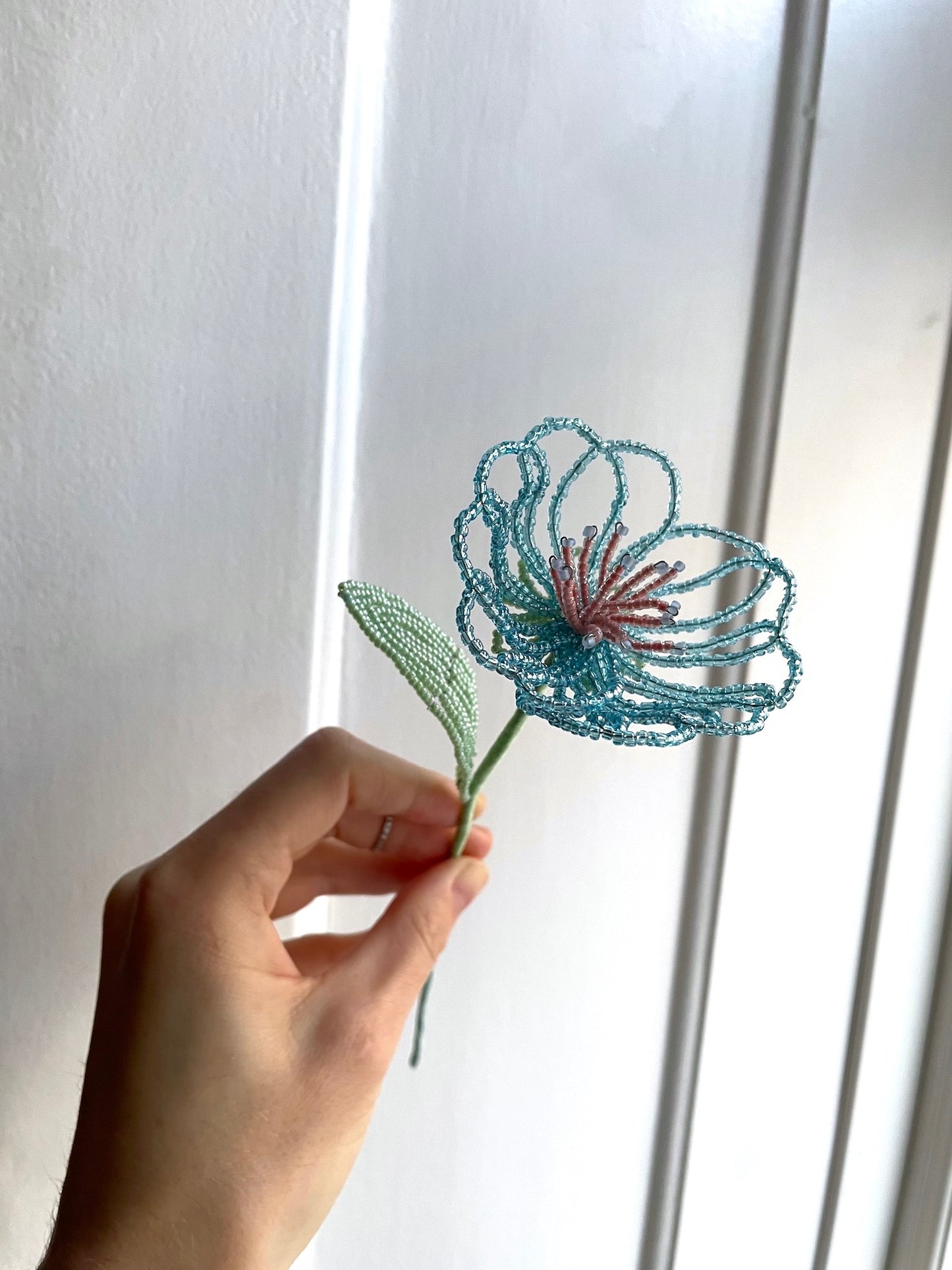 Perleblomster: Fairy flower buket - lyserød/lyseblå (S)