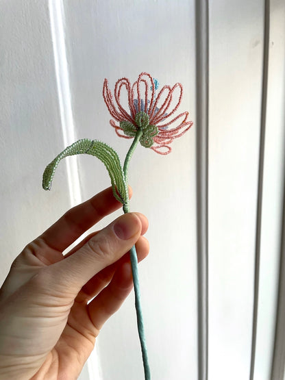 Perleblomster: Fairy flower buket - lyserød/lyseblå (S)