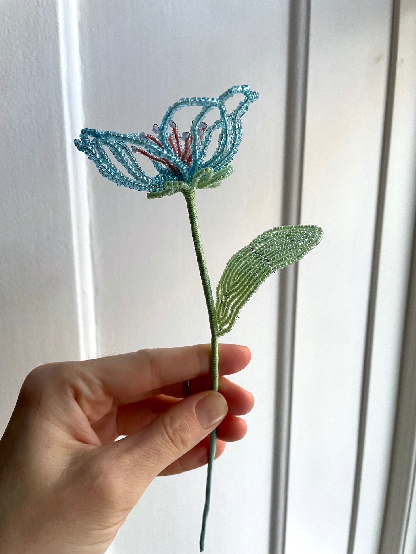 Perleblomster: Fairy flower buket - lyserød/lyseblå (S)