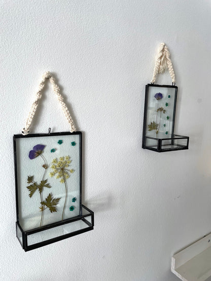 Macramé: Glass frame with dried flowers (S)