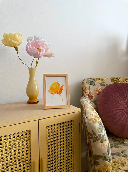 Linocut: Flower in yellow tones (A6)