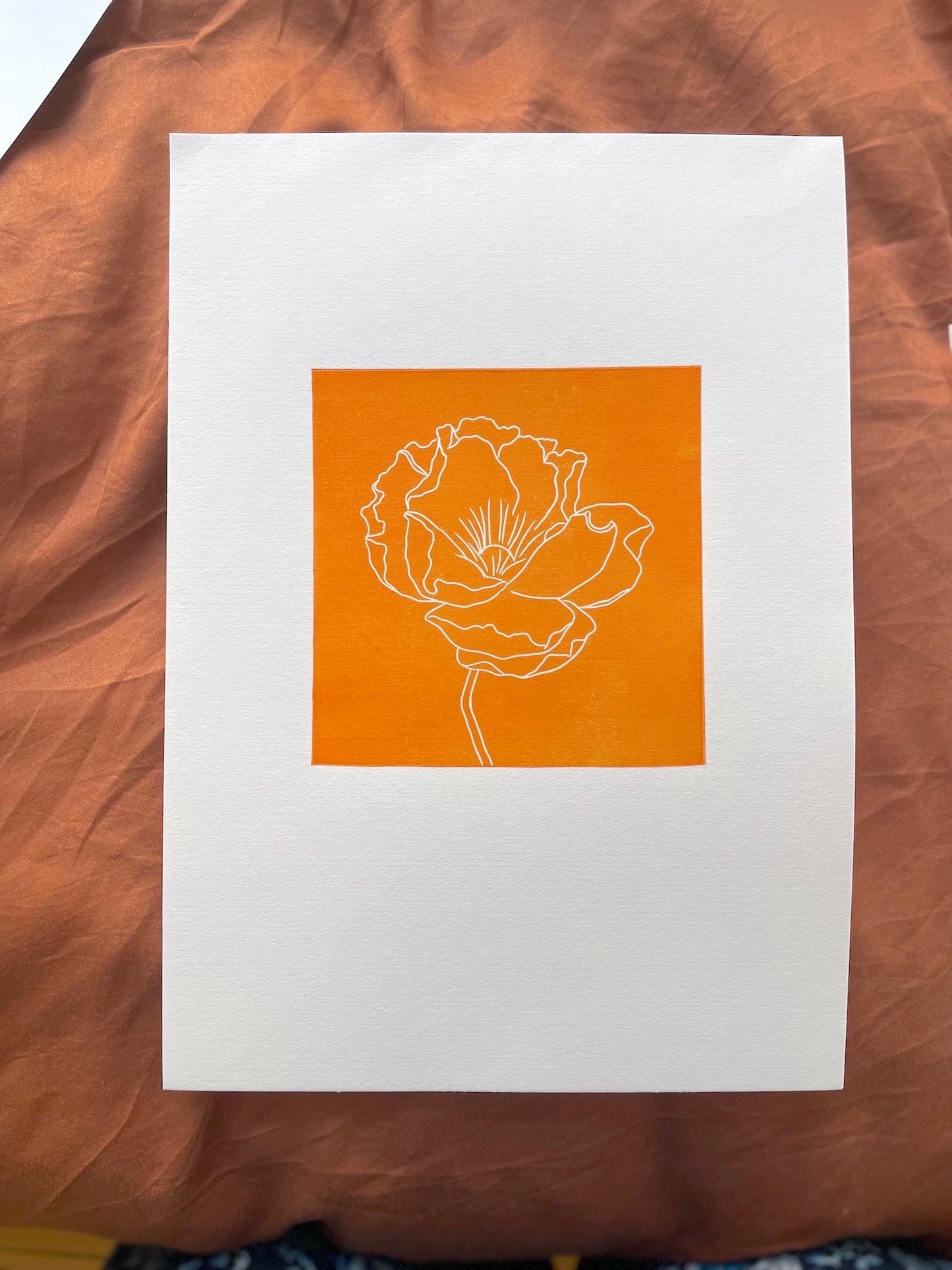 Linocut: Open flower (A4)