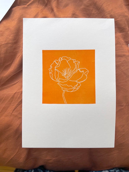 Linocut: Open flower (A4)