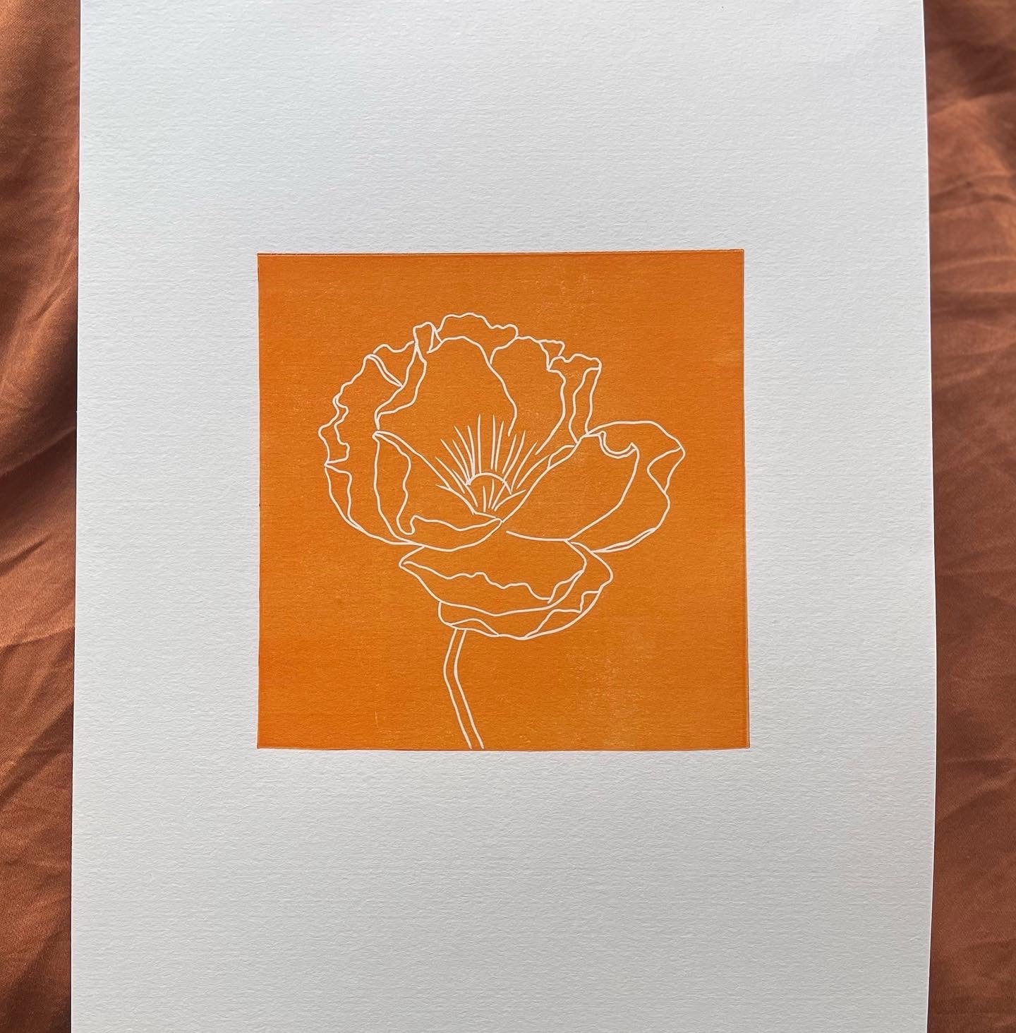 Linocut: Open flower (A4)