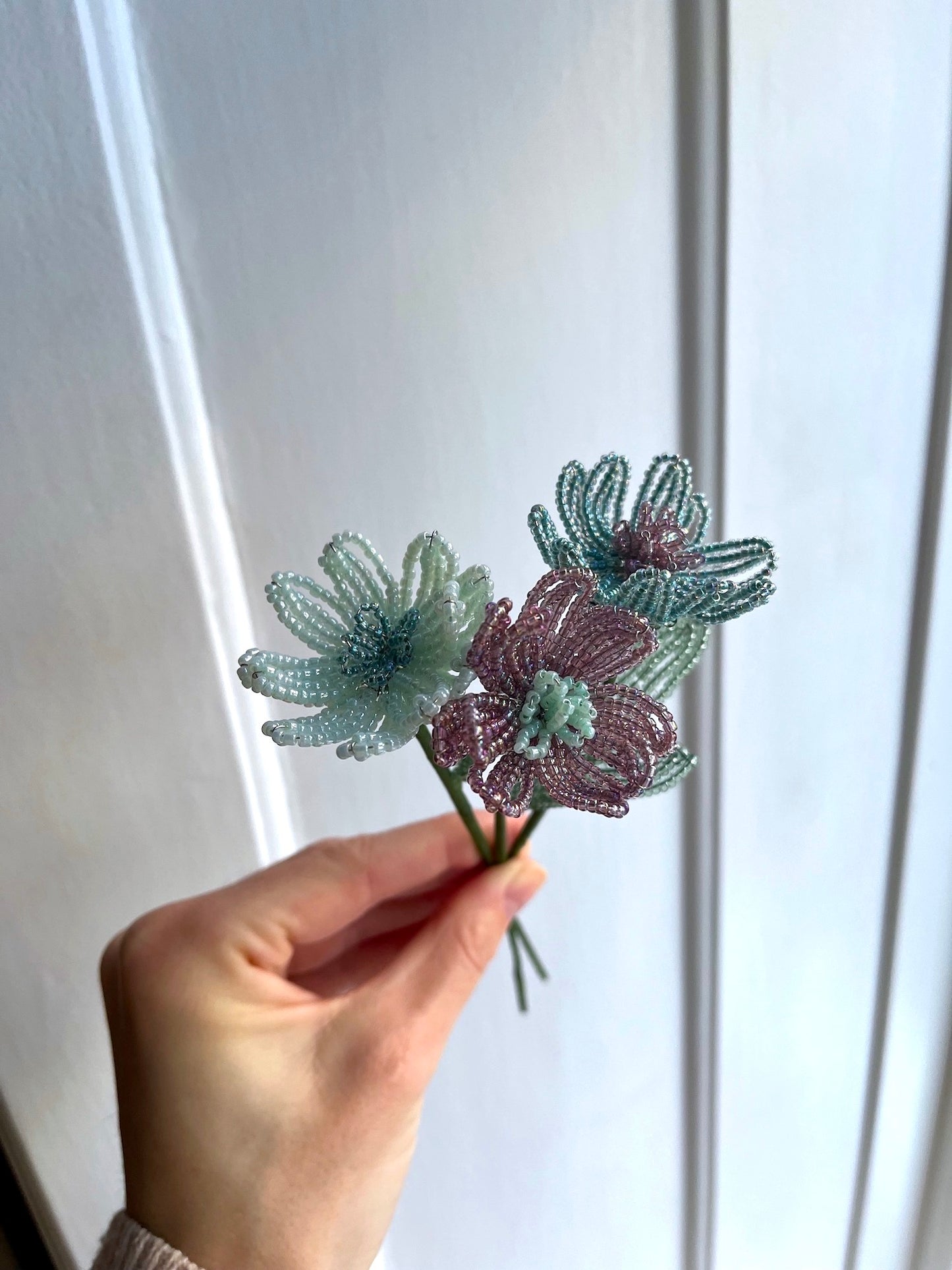 Perleblomster: Simpel buket - blå nuancer (S)