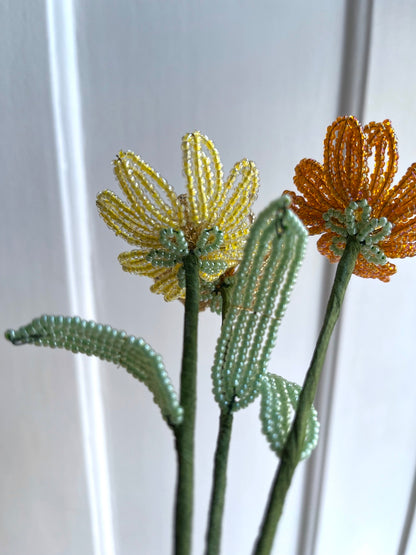 Perleblomster: Simpel buket - gule nuancer (S)