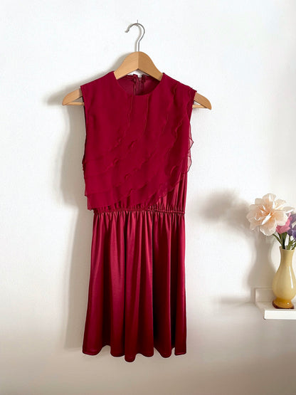 Red vintage dress with frill details