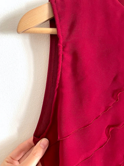 Red vintage dress with frill details