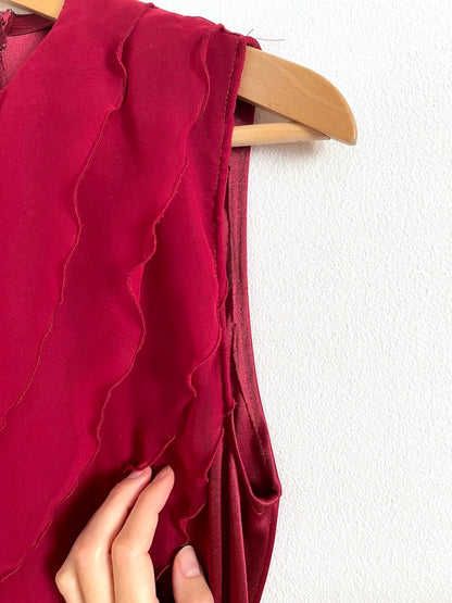 Red vintage dress with frill details