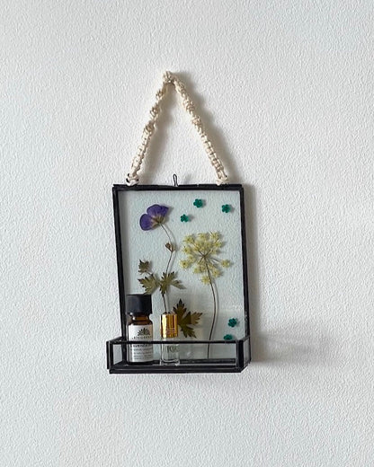 Macramé: Glass frame with dried flowers (S)